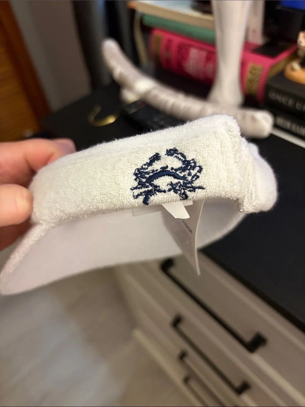 J. Crew White Terry Visor with Soft Band